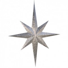 100 cm stjerne, glitter, sølv