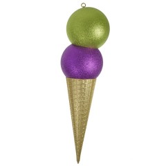 78 cm isvaffel, lime, lilla og guld glitter