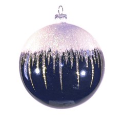 8 cm julekugle, blank, dark blue m/sne