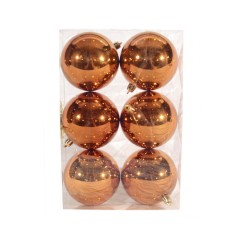 8 cm julekugle, 6 stk i boks, blank orange