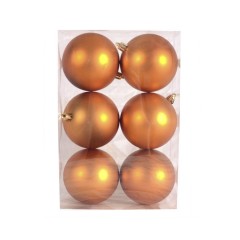 8 cm julekugle, 6 stk i boks, mat orange