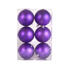 8 cm julekugle, 6 stk i boks, mat lilla