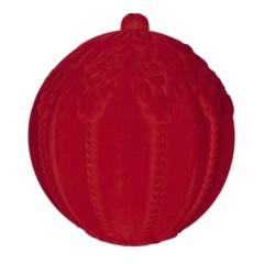 20 cm julekugle med ornamentering, rød velour