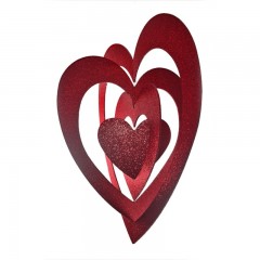 86 cm hjerte, 4D, glitter, rød